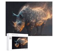 Puzzles pour Adultes500 PCS Rhinoceros in Abstract Flames Puzzle Décoratif Mural - Niveau Difficile - Idéal comme Cadeau pour Toute La Famille 500 PCS