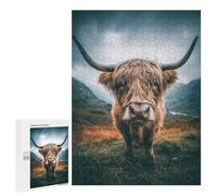 Puzzles pour Adultes500 PCS Scottish Highland Cow Portrait Puzzles pour Adolescents pour S'amuser en Famille Difficile Et Stimulant Un pour Les Jeux 500 PCS