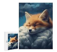 Puzzles pour Adultes500 PCS Sleeping Fox in Clouds Puzzle Décoratif Mural - Niveau Difficile - Idéal comme Cadeau pour Toute La Famille 500 PCS