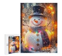 Puzzles pour Adultes500 PCS Smiling Snowman with Lights Puzzles pour Adultes, Jeu De Réflexion, Décoration Intérieure, Aide À Stimuler Le Cerveau 500 PCS