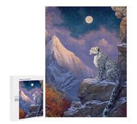Puzzles pour Adultes500 PCS Snow Leopard Moonlit Mountain Puzzles pour Adolescents pour S'amuser en Famille Difficile Et Stimulant Un pour Les Jeux 500 PCS