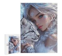 Puzzles pour Adultes500 PCS Snowflake Princess with Snow Leopard Puzzles pour Adultes : des Activités Amusantes en Famille À Faire À La Maison - Un Jeu Familial Stimulant 500 PCS
