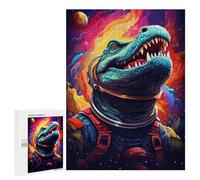 Puzzles pour Adultes500 PCS Space Crocodile Astronaut Art Print Puzzles pour Adolescents pour S'amuser en Famille Difficile Et Stimulant Un pour Les Jeux 500 PCS