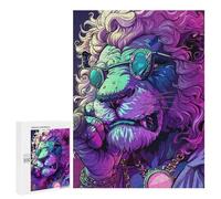 Puzzles pour Adultes500 PCS Stylish Lion with Sunglasses Puzzles pour Adolescents pour S'amuser en Famille Difficile Et Stimulant Un pour Les Jeux 500 PCS
