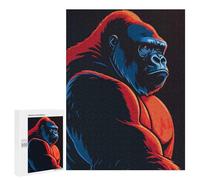 Puzzles pour Adultes500 PCS Stylized Gorilla Portrait Puzzles pour Adolescents, Jouets Anti-Stress, Cadeaux pour Femmes, Activités Amusantes À La Maison 500 PCS