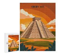 Puzzles pour Adultes500 PCS Sunset at Chichen Itza Puzzles pour Adultes, Jeu De Réflexion, Décoration Intérieure, Aide À Stimuler Le Cerveau 500 PCS