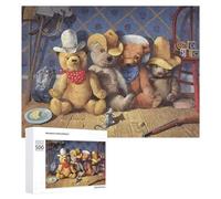 Puzzles pour Adultes500 PCS Teddy Bears in Western Hats Puzzle Décoratif Mural - Niveau Difficile - Idéal comme Cadeau pour Toute La Famille 500 PCS