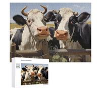 Puzzles pour Adultes500 PCS Three Cows in Pastoral Scene Puzzle Décoratif Mural - Niveau Difficile - Idéal comme Cadeau pour Toute La Famille 500 PCS