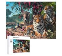 Puzzles pour Adultes500 PCS Tiger Family in The Wild Puzzle Décoratif Mural - Niveau Difficile - Idéal comme Cadeau pour Toute La Famille 500 PCS