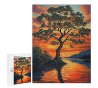 Puzzles pour Adultes500 PCS Tree by Sunset in Autumn Puzzles pour Adultes - Décoration Murale - Défi Difficile - Cadeaux Uniques d'anniversaire Et De Noël 500 PCS