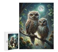 Puzzles pour Adultes500 PCS Two Owls Perched Under Moonlight Puzzles pour Adolescents, Jouets Anti-Stress, Cadeaux pour Femmes, Activités Amusantes À La Maison 500 PCS