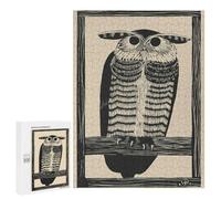 Puzzles pour Adultes500 PCS Vintage Linocut Owl Puzzles pour Adolescents Jeux Relaxants pour S'amuser en Famille Activités Amusantes À La Maison 500 PCS