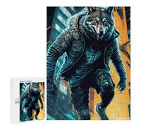 Puzzles pour Adultes500 PCS Wolf in Urban Armor Puzzle Décoratif Mural - Niveau Difficile - Idéal comme Cadeau pour Toute La Famille 500 PCS