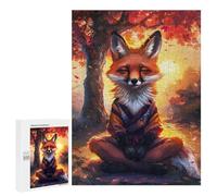 Puzzles pour Adultes500 PCS Zen Meditating Fox Puzzles pour Adolescents, Jeux Manuels, Cadeaux pour Femmes, Cadeaux d'anniversaire Uniques 500 PCS
