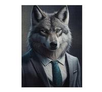 Puzzles pour Adultes52x38cm/1000pcs Alpha Wolf in Suit -1 Puzzles Anti-Stress pour S'amuser en Famille Et Stimuler Le Cerveau