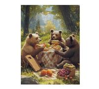 Puzzles pour Adultes52x38cm/1000pcs Bears Picnic in The Woods Puzzle pour Adultes Jeux Relaxants Décoration Parfaite pour Un Anniversaire, Noël 52x38cm/1000pcs