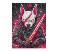 Puzzles pour Adultes52x38cm/1000pcs Bull Terrier Dog Samurai Warrior Puzzles pour Adultes Jeux De Détente Découpe De Précision Activités Amusantes À La Maison, 52x38cm/1000pcs