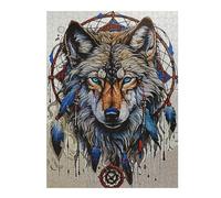 Puzzles pour Adultes52x38cm/1000pcs Dream Catcher Wolf Puzzle pour Adultes - Jeu De Réflexion - Améliore La Mémoire - Stimule Le Cerveau
