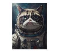 Puzzles pour Adultes52x38cm/1000pcs Grumpy Cat Space Astronaut Puzzles pour Adultes : Jeu Manuel Anti-Stress, Activités Amusantes À Faire À La Maison, 52x38cm/1000pcs