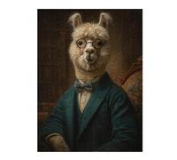 Puzzles pour Adultes52x38cm/1000pcs Llama in Gentleman's Suit Puzzles pour Adultes - Jeu De Réflexion - Assemblage De Motifs - Cadeaux De Noël Et d'anniversaire 52x38cm/1000pcs