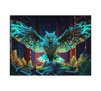 Puzzles pour Adultes52x38cm/1000pcs Neon Forest Owl Majesty Puzzle, Jouet, Décoration Murale, Défi Difficile, Idéal comme Cadeau pour Toute La Famille 52x38cm/1000pcs