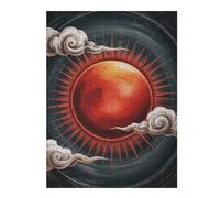 Puzzles pour Adultes52x38cm/1000pcs Red Sun with Clouds Digital Art Casse-têtes pour Adolescents - Jeu De Réflexion - Défi Difficile - Aidez Votre Cerveau À S'exercer 52x38cm/1000pcs