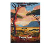 Puzzles pour Adultes52x38cm/1000pcs Tsavo East National Park Kenya Art Puzzles Anti-Stress pour S'amuser en Famille Et Stimuler Le Cerveau