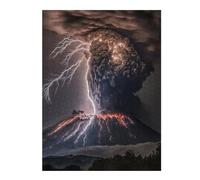 Puzzles pour Adultes52x38cm/1000pcs Volcano Eruption with Lightning Puzzles pour Adultes : Jeu Manuel Anti-Stress, Activités Amusantes À Faire À La Maison, 52x38cm/1000pcs