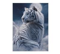 Puzzles pour Adultes52x38cm/1000pcs White Tiger Moonlit Sky Puzzles pour Adultes Jeux De Détente Découpe De Précision Activités Amusantes À La Maison, 52x38cm/1000pcs
