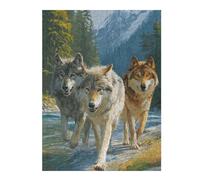 Puzzles pour Adultes52x38cm/1000pcs Wolf Pack Wilderness Scene Puzzles pour Adultes - Jeu De Réflexion - Assemblage De Motifs - Cadeaux De Noël Et d'anniversaire 52x38cm/1000pcs