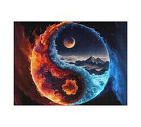 Puzzles pour Adultes52x38cm/1000pcs Yin Yang Fire Meets Ice Puzzle, Jouet, Décoration Murale, Défi Difficile, Idéal comme Cadeau pour Toute La Famille 52x38cm/1000pcs