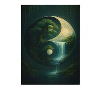 Puzzles pour Adultes52x38cm/1000pcs Yin Yang Nature Landscape Puzzles Anti-Stress pour S'amuser en Famille Et Stimuler Le Cerveau