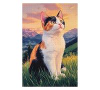 Puzzles pour Adultes75x50cm/1000pcs Calico Cat in Mountain Landscape Puzzles pour Adultes - Jeu De Réflexion - Assemblage De Motifs - Cadeaux De Noël Et d'anniversaire 75x50cm/1000pcs