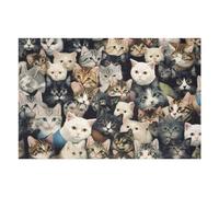 Puzzles pour Adultes75x50cm/1000pcs Cat Collage Feline Faces Galore! Puzzle, Jouet, Décoration Murale, Défi Difficile, Idéal comme Cadeau pour Toute La Famille 75x50cm/1000pcs