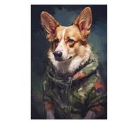 Puzzles pour Adultes75x50cm/1000pcs Corgi Camo Jacket Puzzles pour Adultes - Jeux Anti-Stress - Idées De Détente À La Maison - Cadeaux d'anniversaire Et De Noël Uniques 75x50cm/1000pcs