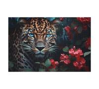 Puzzles pour Adultes75x50cm/1000pcs Jaguar in Red Flowers Puzzles pour Adultes - Jouets À Monter Soi-même - Cadeau d'anniversaire - Cadeaux Uniques pour Anniversaires Et Noël 75x50cm/1000pcs