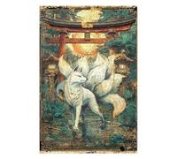 Puzzles pour Adultes75x50cm/1000pcs Nine Tails Under The Torii Sunset Puzzles Anti-Stress pour S'amuser en Famille Et Stimuler Le Cerveau