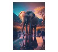 Puzzles pour Adultes75x50cm/1000pcs Sunset Elephant Puzzle pour Adultes - Jeu De Réflexion - Améliore La Mémoire - Stimule Le Cerveau