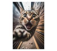 Puzzles pour Adultes75x50cm/1000pcs Surprised Cat's Close-Up Casse-têtes pour Adultes, Jeux De Réflexion, Courses De Vitesse, Cadeaux d'anniversaire Originaux 75x50cm/1000pcs