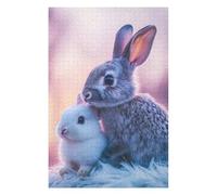 Puzzles pour Adultes75x50cm/1000pcs Two Cute Bunnies Puzzles pour Adultes Jeux Relaxants Course De Vitesse Manuelle Activités Amusantes À La Maison 75x50cm/1000pcs
