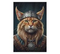 Puzzles pour Adultes75x50cm/1000pcs Viking Cat Portrait Casse-têtes pour Adultes, Jeux De Réflexion, Courses De Vitesse, Cadeaux d'anniversaire Originaux 75x50cm/1000pcs