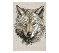 Puzzles pour Adultes75x50cm/1000pcs Vintage Paint Wolf Puzzle pour Adultes - Jeu De Réflexion - Améliore La Mémoire - Stimule Le Cerveau