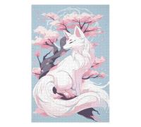 Puzzles pour Adultes75x50cm/1000pcs White Kitsune Sakura Tree Puzzles pour Adultes - Jeux Anti-Stress - Idées De Détente À La Maison - Cadeaux d'anniversaire Et De Noël Uniques 75x50cm/1000pcs