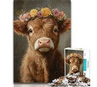 Puzzles pour bébés Vaches des Highlands pour Adultes et Adolescents Stimulez Votre Cerveau Jouets addictifs pour cultiver la Patience Convient aux Couples (38x26cm)
