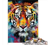 Puzzles pour Enfants Animal Tigre Jeu éducatif Jouet de défi 1000 pièces Puzzle en Bois Jouets pour Adultes Enfants Puzzle Taille éducative (50x75 cm)