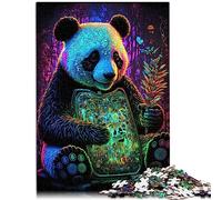 Puzzles pour Panda néon Puzzle 1000 pièces Puzzles en Bois pour Adultes et Enfants à partir de 12 Ans Puzzles Difficiles pour Adultes Taille : 50x75 cm