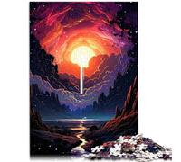 Puzzles pour Peindre des paysages colorés 1000 pièces pour Adultes Puzzles en Bois Anti-Stress Défi Difficile （50x75 cm）