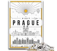 Puzzles Prague République Tchèque pour Adultes 1000 pièces, Jeux éducatifs, décoration d'intérieur, idéal pour la décoration de Bureau (26x38cm)