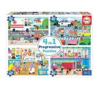 Puzzles progressifs 4 en 1 Heros en action Multicolore G