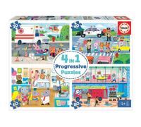 Puzzles Progressifs 4 en 1 : Héros en Action pour Enfants de 4 à 6 Ans